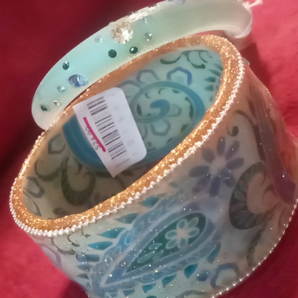 Two's company teal bangle bracelets 2 see pics for size - Picture 2 of 9